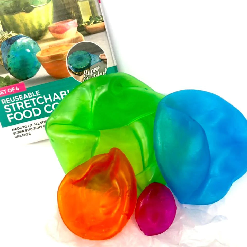 Set Of 4 Jelly Food Lids, Blubber Fusion Cover, Food Covers Freshness Protector, Kitchen Reusable Food & Container Covers, Stretchable Wraps Food Saver Set, Fruit Wrap Lid Stretch Sealer Set Of 4 Jelly Food Lids, Blubber Fusion Cover, Food Covers Freshness Protector, Kitchen Reusable Food & Container Covers, Stretchable Wraps Food Saver Set, Fruit Wrap Lid Stretch Sealer